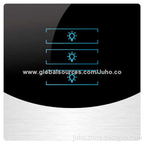 3-gang Touch Light Switch with LED Indicator, Crystal Glass Panel